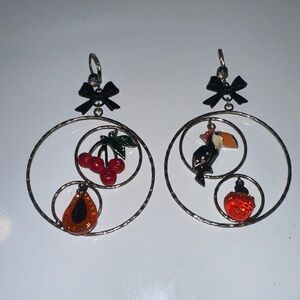 Betsey Johnson Black and Orange Hoop Earrings